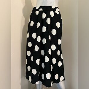 Tabitha Brown Black and White A-Line Midi Skirt Linen Blend Pockets